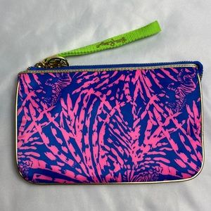 Lilly Pulitzer Wristlet - Pink and Blue with Gold Accents